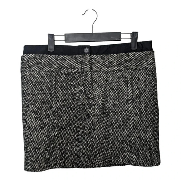 Ann Taylor Loft Tweed Mini Skirt Womens Size 14 Black White Wool Blend Lined - Picture 1 of 9